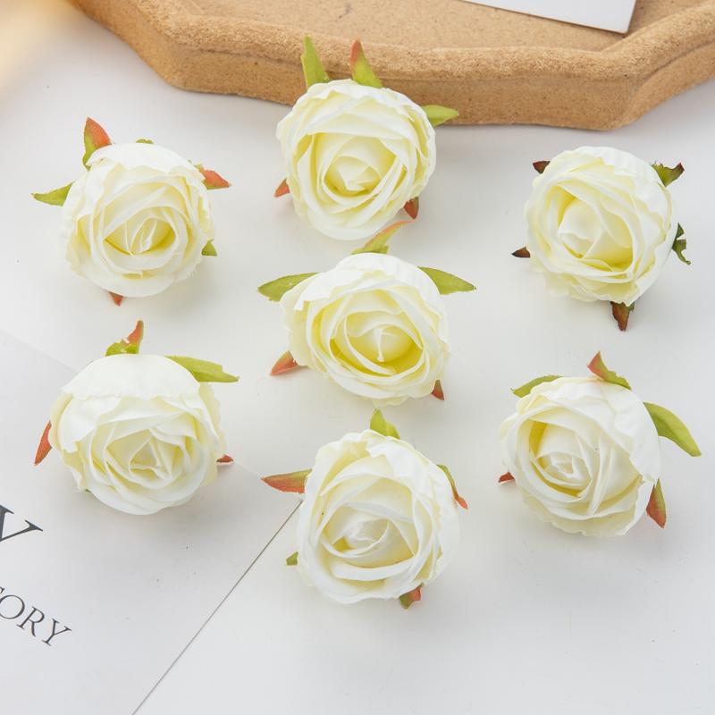 10/20pcs Artificial Flowers Scrapbook Home Room Decor Silk Diy Gifts Candy Box Cake Wedding Outdoor Fake Roses Christmas Wreaths
