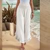 Women's Color Elastic Waist Slim Casual Pants Loose Pant Length