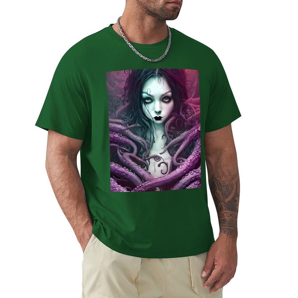 A Beautiful Gothic Girl With Purple Tentacles Wrapped Around Her In A Cthulhu Loving Embrace T-Shirt