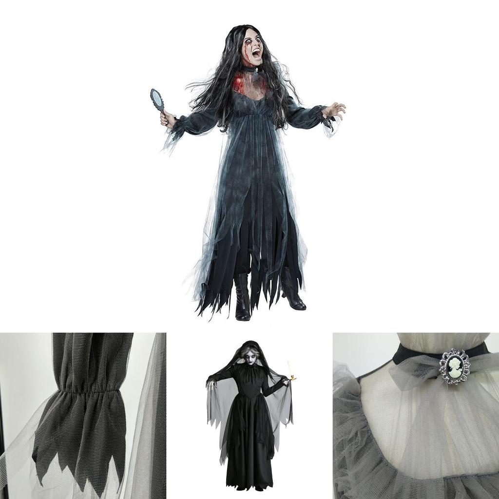 Female Zombie Bride Costume Halloween Cosplay Party Ghost Witch Or Vampire Outfit Polyester Fabric