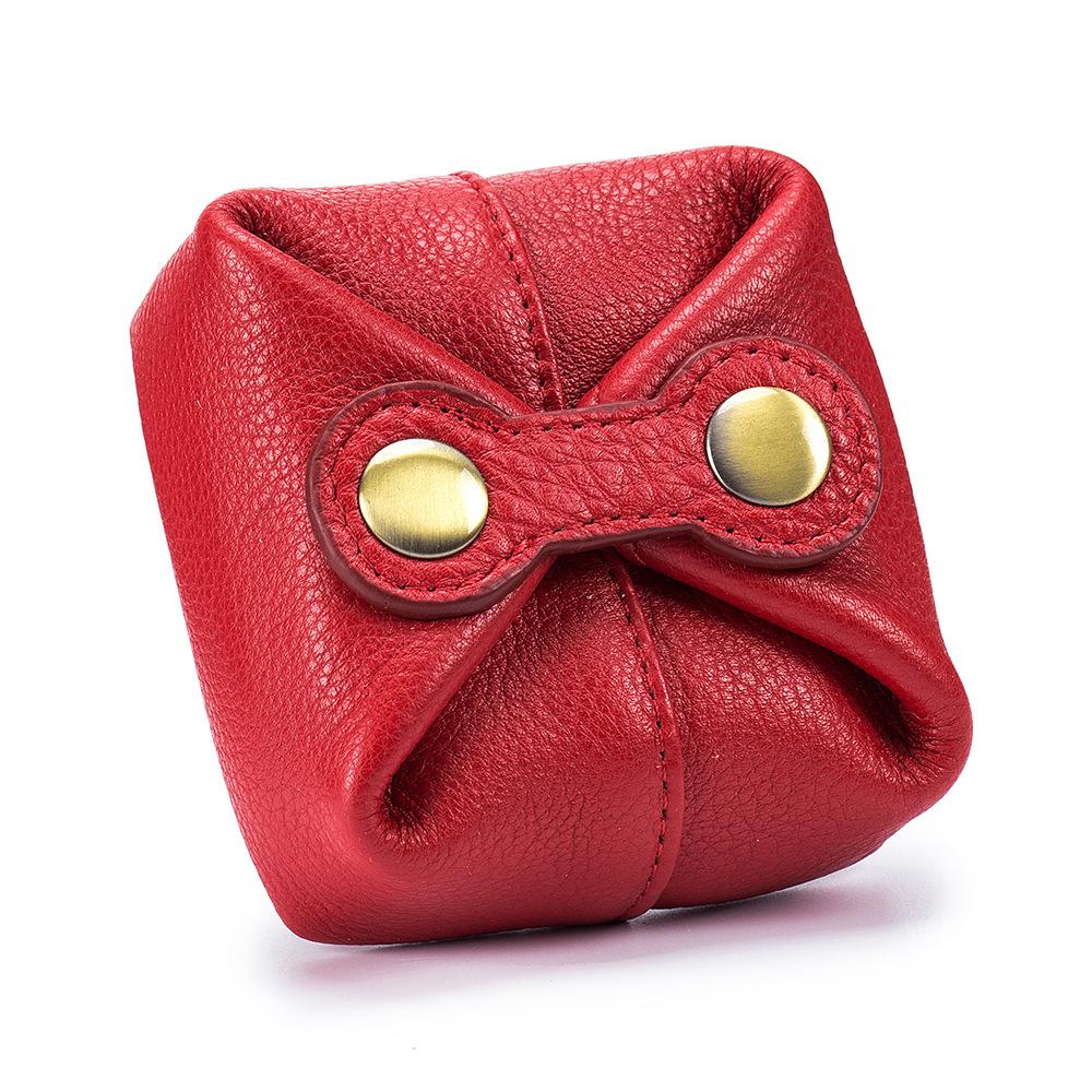 Cute Japanese and Korean change bag, soft cowhide mini, earphone key, women's coin lipstick storage bag, small bean bag.