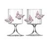 Handcrafted Pink Butterfly Design Glass Cup 250Ml Multipurpose Decorative Jar Drink Cup Great For Office And Home