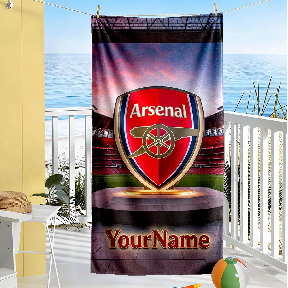 Arsenal Customize Text Beach Towel High Absorbency & Quick-Dry Portable for SwimmingBeachCamping Travel Beach AccessoriesGym
