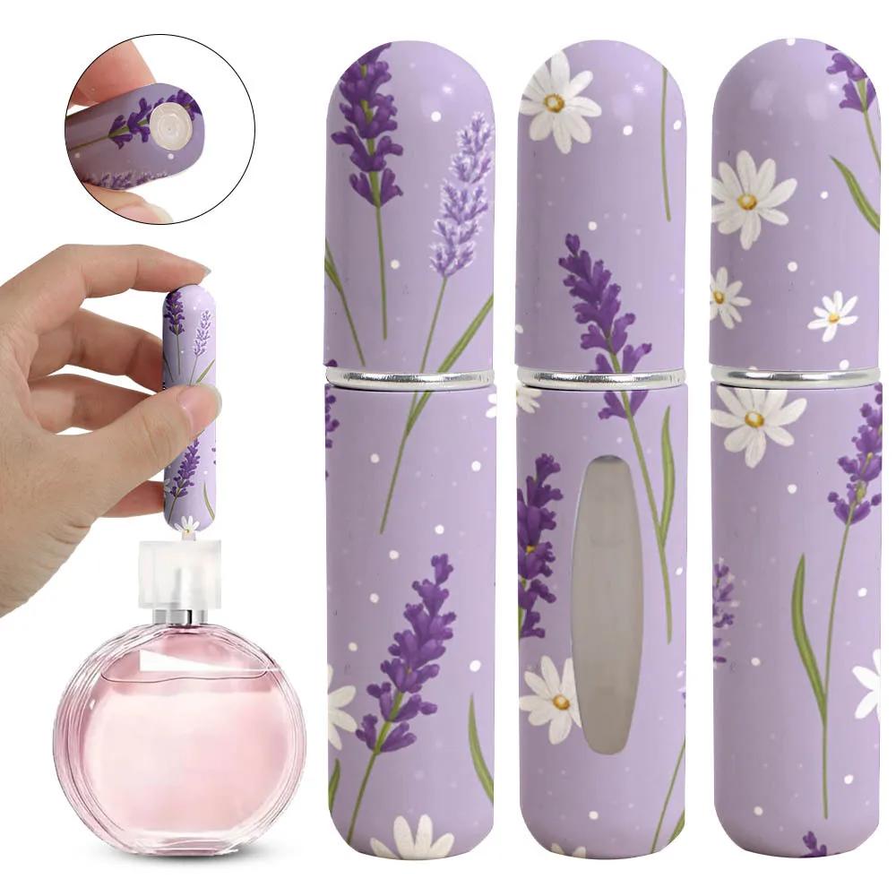New 5ml Refillable Spray Bottle Mini Flower Pattern Refillable Perfume Bottle with Pendant Empty Cosmetic Containers Cute 1PC