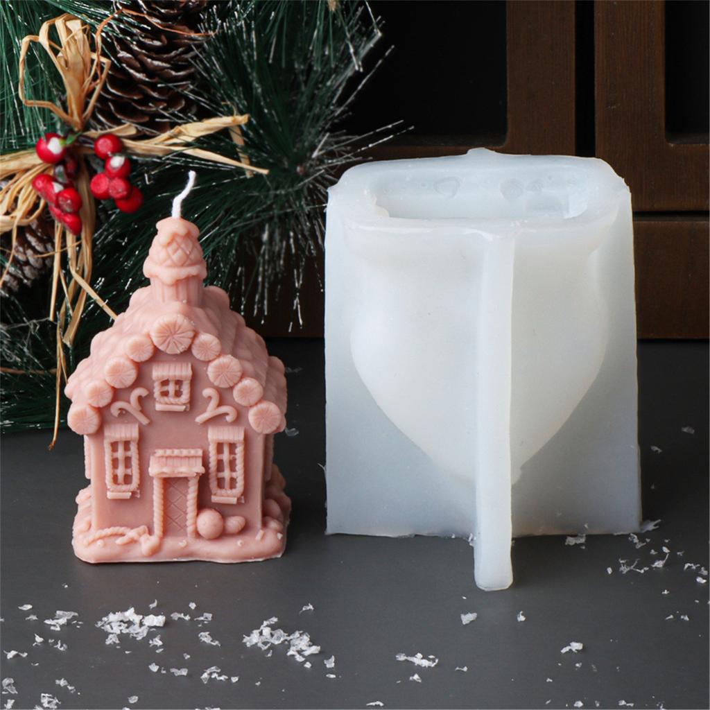 Silicone Moulds House Shape Candle Molds Ornament Christmas House Castings Molds Plaster Molds Epoxy Resin Molds