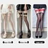 Lansha Sexy Lace Bow Thigh-High Stockings with Fake Garter