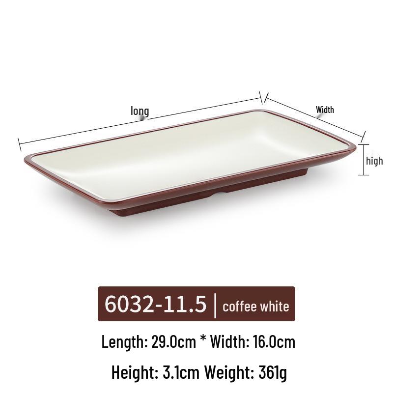 Melamine Rectangular Plate for BBQ & Side Dishes - Imitation Porcelain Tableware