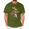 Velikonoce - Pánské ležérní volné tričko s potiskem zajíčka, kulatý výstřih, přetahovací, s krátkým rukávem