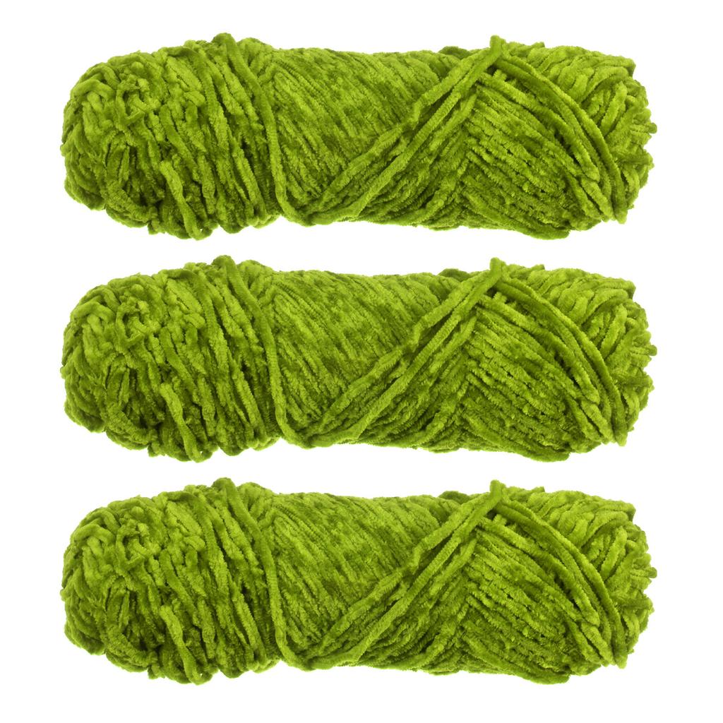 3 Skeins Chenille Yarn Soft Blanket Yarn Polyester Velvet Fancy Fluffy Yarn Knitting for Crochet Weaving Scarf, White