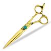 6.0" Gold CNC Hairdressing Scissors - Straight Barber Shears with Tooth Blade