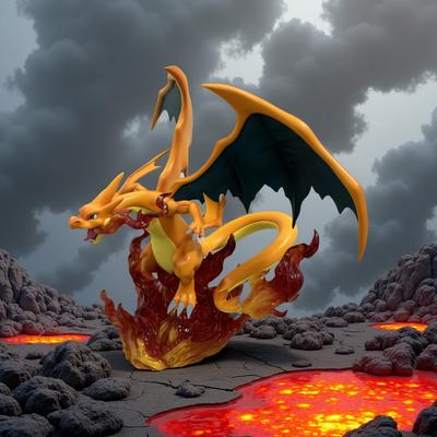 Pokemon Figure Charizard Figures Emit Light Charizard Statue Model Doll Collection Desk Decoration Children Toy Birthday Gift