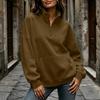 Women's Casual Half Zip Long Sleeve Pocket Hoodie
