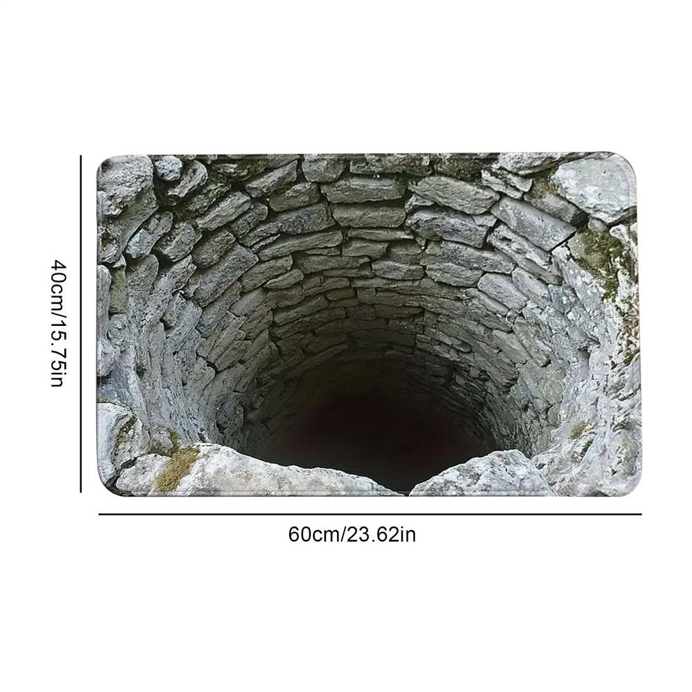 

3D Rugs Optical Illusion Anti-Slip Hole Doormat 3D Illusion Hole Rug for Christmas Halloween Bedroom Living Room Bathroom