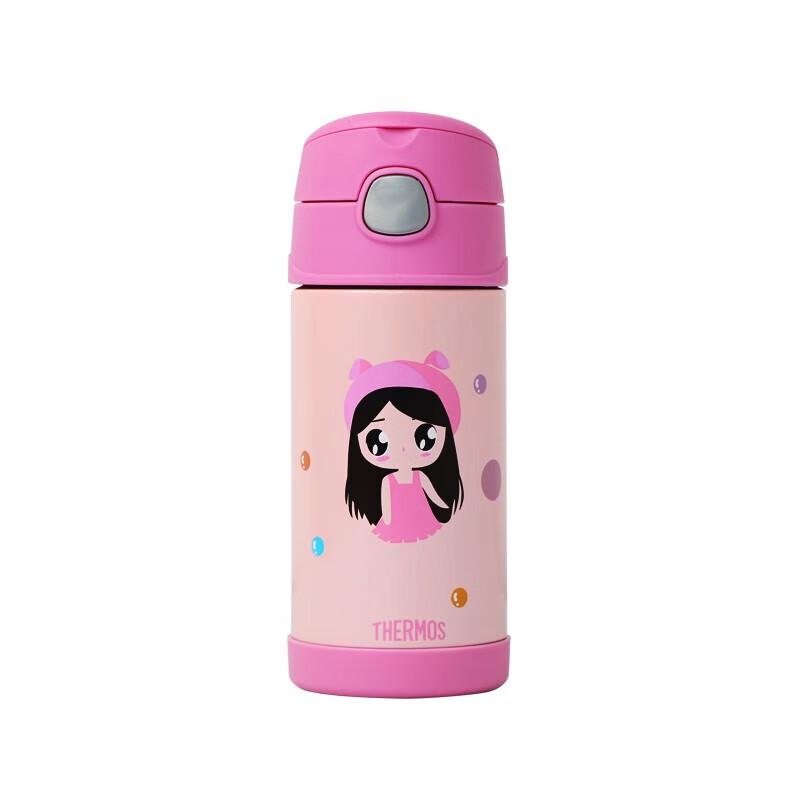 THERMOS 355ML Stainless Steel Kids Straw Insulated Bottle