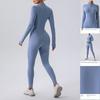 Export Zipper Nude Feel Long Sleeves Yoga Jumpsuit Women's Sports Running Workout Training Dance One-Piece Jumpsuit