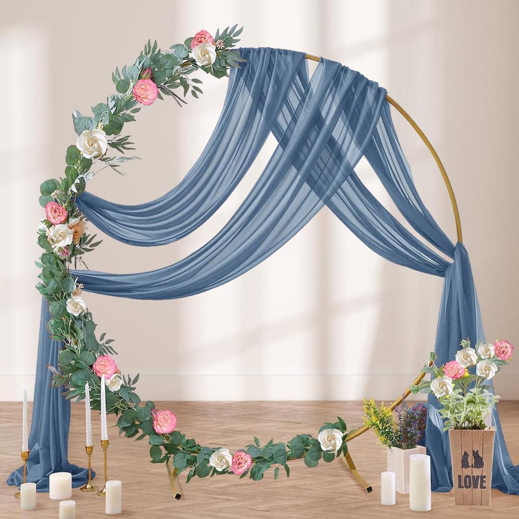 Wedding Arch Draping Fabric, 1 Panel 6/10M Champagne Sheer Backdrop Curtain Wedding Arch Decorations for Wedding Party Ceiling
