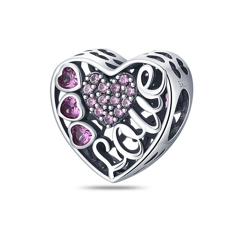 Pink Series Copper Infinity Love Mum Heart To Heart Dangle Beads Original Accessories Charm Bracelets Women Jewelry