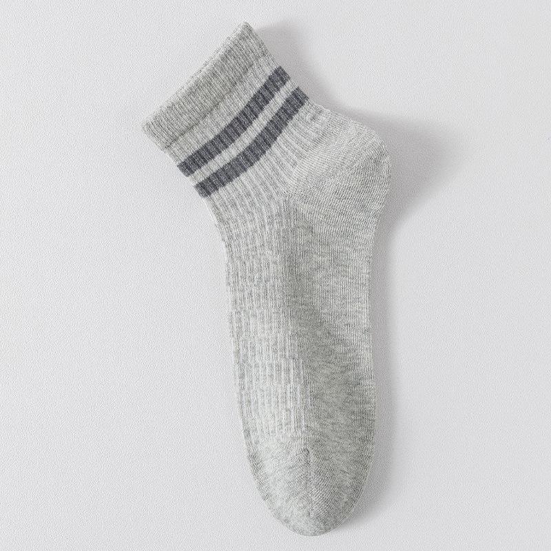 Men's Summer Thin Stripe Breathable Sweat Absorption Deodorant Anti Pilling Boneless Sports Socks