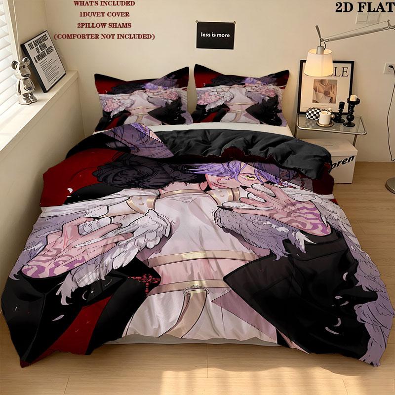 Kpop Dämonenjäger Muster Bettwäsche Steppdecke Set Bettbezug Kissenbezug Zuhause Geburtstagsgeschenk(1 Bettbezug + 2 Kissenbezüge, ohne Füllung)