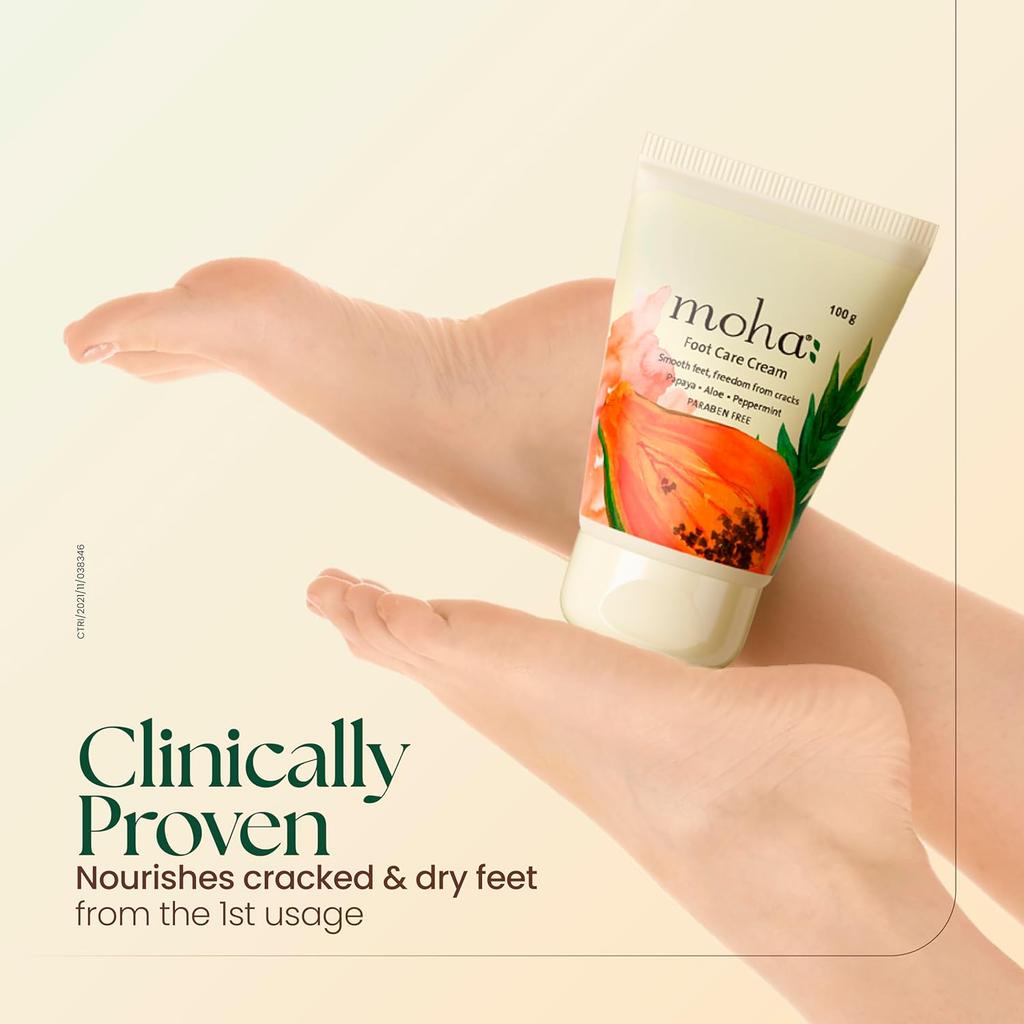 MOHA Foot Cream for Dry & Cracked Feet 100gXPack of 2 | Deep Nourishment, Cooling & Softening Foot Care