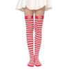 Women Christmas Silky Over Knee Long Socks Cute 3D Plush Toy Bowknot Diagonal Striped Holiday Party Thigh High Stockings