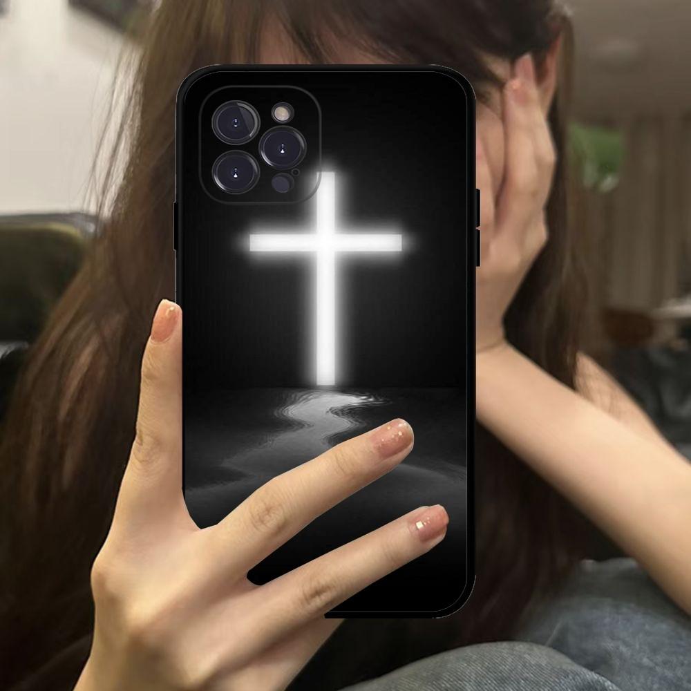 Black Cross Phone Case For IPhone 16 15 14 11 12 13 Mini Pro XS Max Cover 6 7 8 Plus X Funda Shell