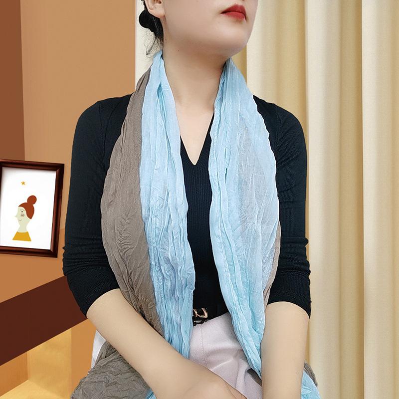 Small Floral Thin Mori Age-reducing Wrinkled Sunscreen Silk Scarf Women's Summer New Versatile Shawl Fashion Trends