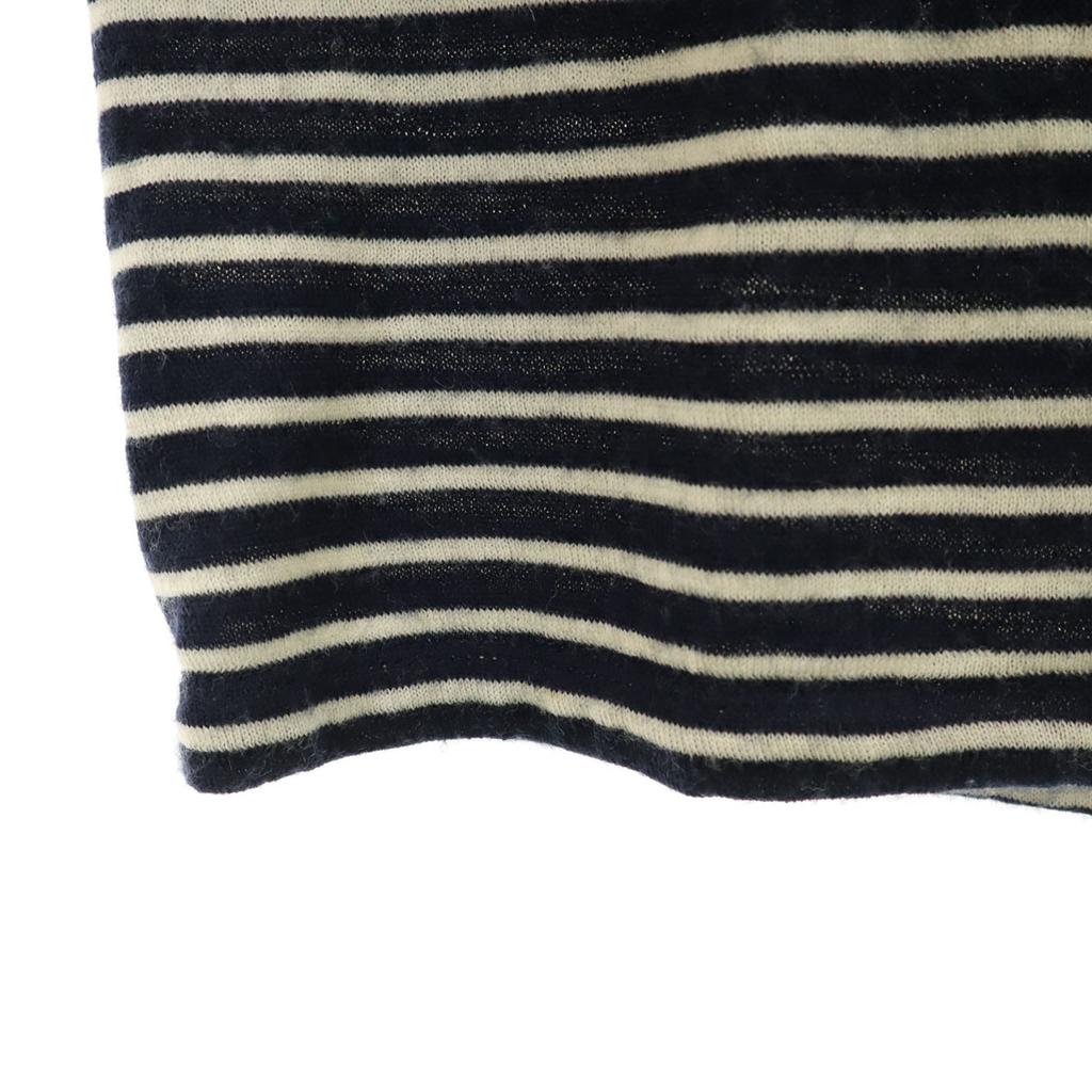 Armani Collezioni Border Pattern Short Sleeve Knit M Dark Blue Women Used