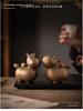 Coppia di Figure di Cavallo in Ceramica Rossa Tang - Mascotte Anno Zodiacale Arredo Tavolo
