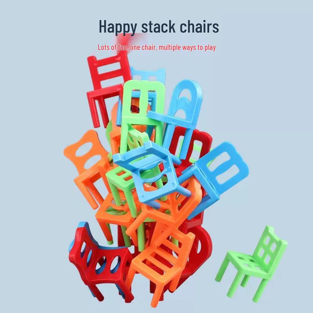 Kids' Educational Stacking Stools & Chairs Set: Interactive Parent-Child Party Game Toy