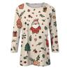 Women's Fashion Casual Round Neck Three-quarter Sleeve Christmas Print T-shirt Top