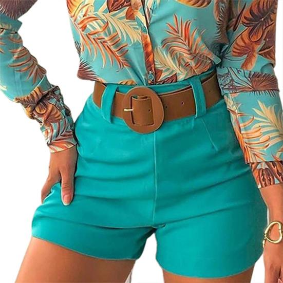 Summer Office Lady Shorts High Waist Solid Color Back Zipper Skinny Hot Pants for Daily Life