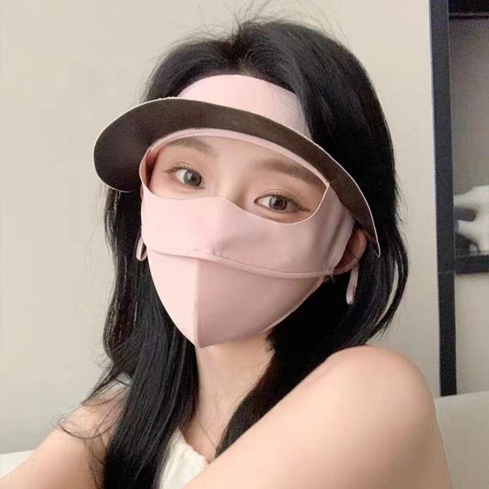 Celoobličejová opalovací maska ​​s UPF50+, ledově hedvábná maska, nová sluneční klobouk pro venkovní použití