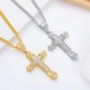 Hip Hop Vintage Cross Pendant Necklace For Men Women Rock Punk Shiny Iced Out Zircon Gold Color Link Neck Chain Jewelry Gifts