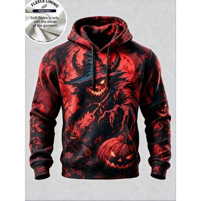 3D Print Halloween Fleece Hoodie Monster Pompoen Kind Spookhuis Volledige Print Pullover Lange Mouw Kangoeroezak Sweatshirt