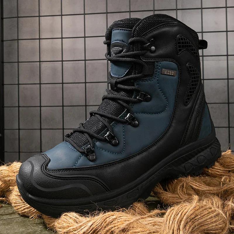 Fashion Fashion Lace Up Outdoor Male Booties Men Casual Boots Platform Desert Boots Men's Lace-Up Ankle Boots Winter Plush Snow Boots
