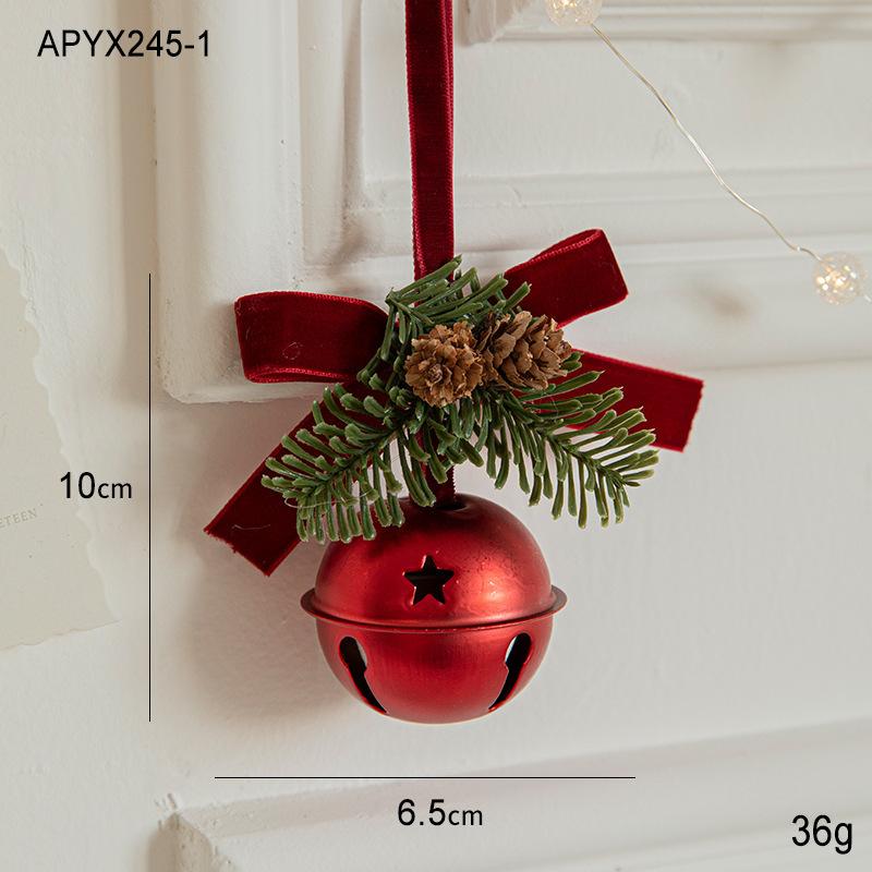 Christmas pendant small bell velvet bow Christmas tree pine cone scene decoration supplies decorative small pendant