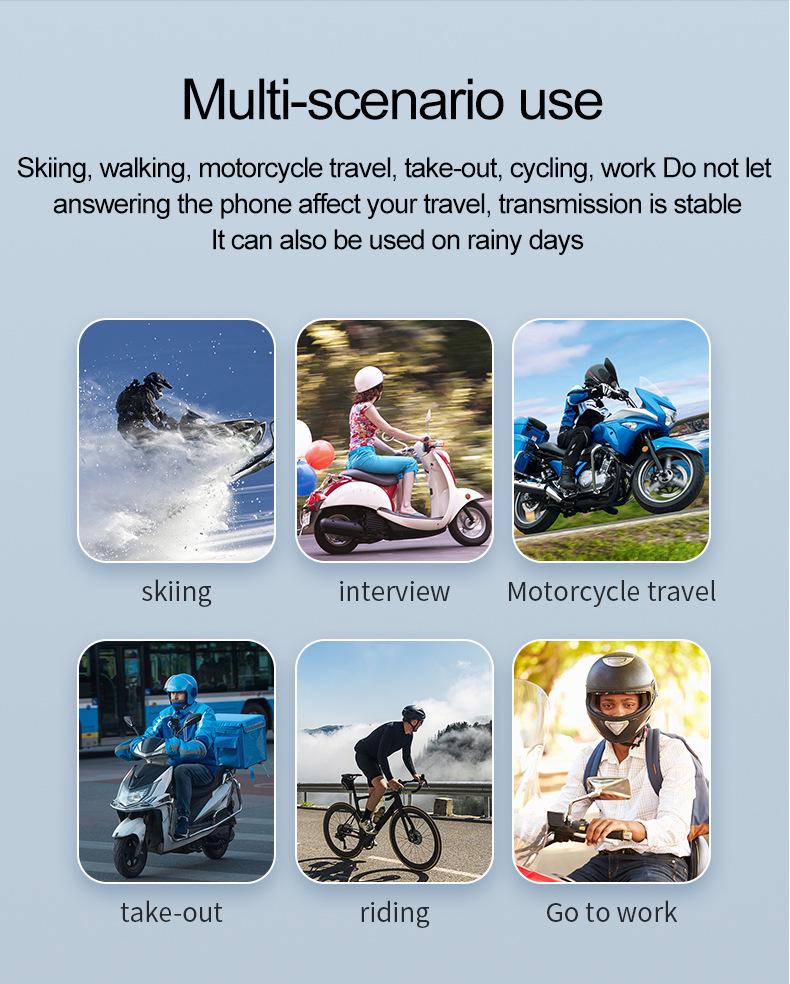 Y10-2X Bluetooth Helmet Intercom Headset, 500m Range, 2-Person Smart Voice Communication
