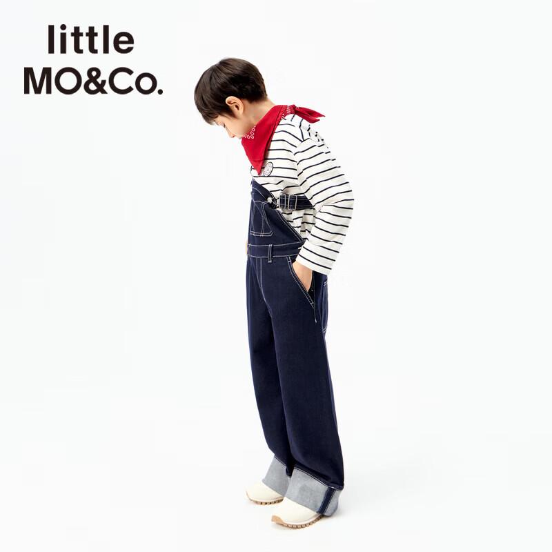 Mały MO&Co. Unisex Ogrodniczki Jeansowe dla Dzieci KBE3JPS003