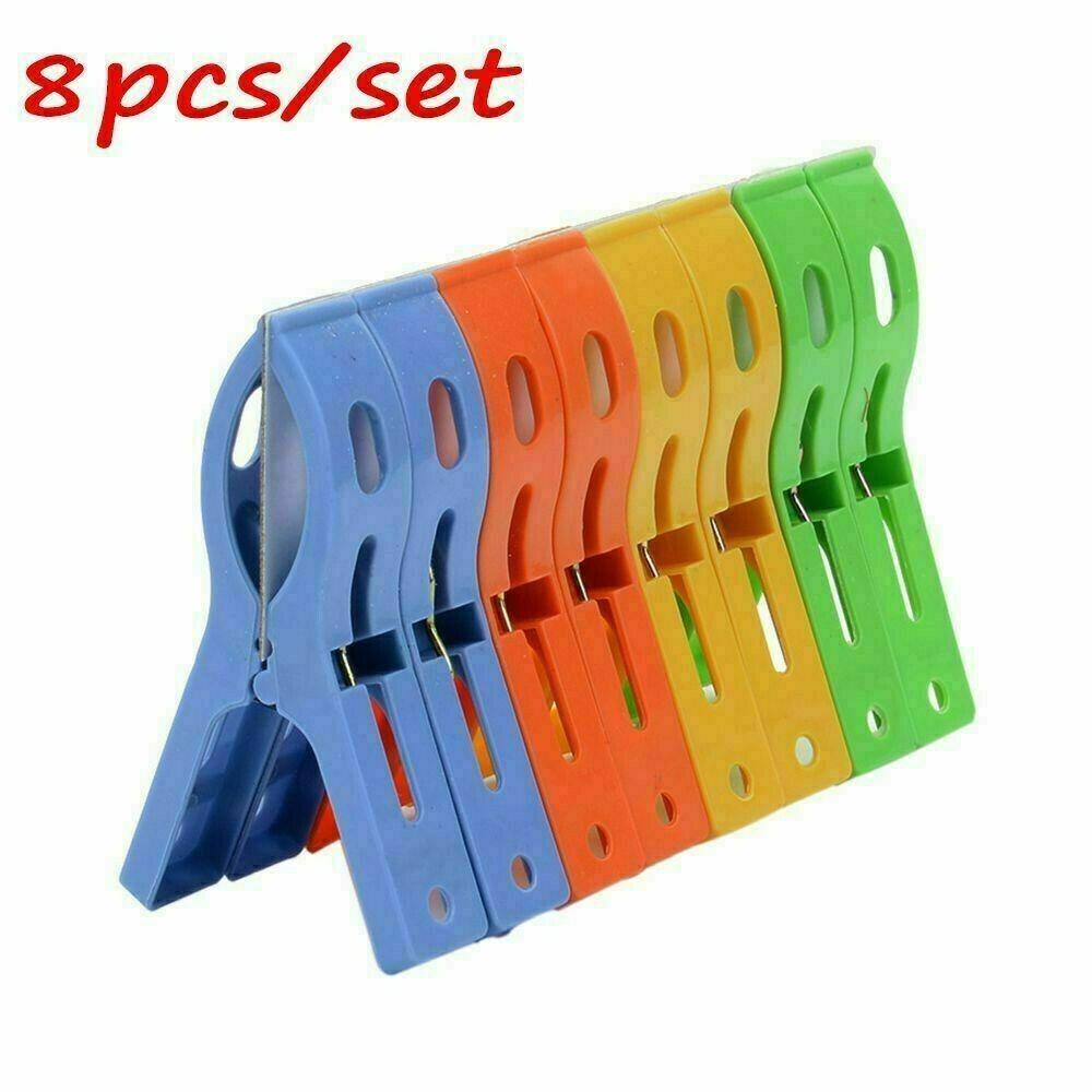 

8PCS Colorful Durable Beach Towel Clips Plastic Sturdy Clothes Clips XXL Towel Holder Drying Clothes