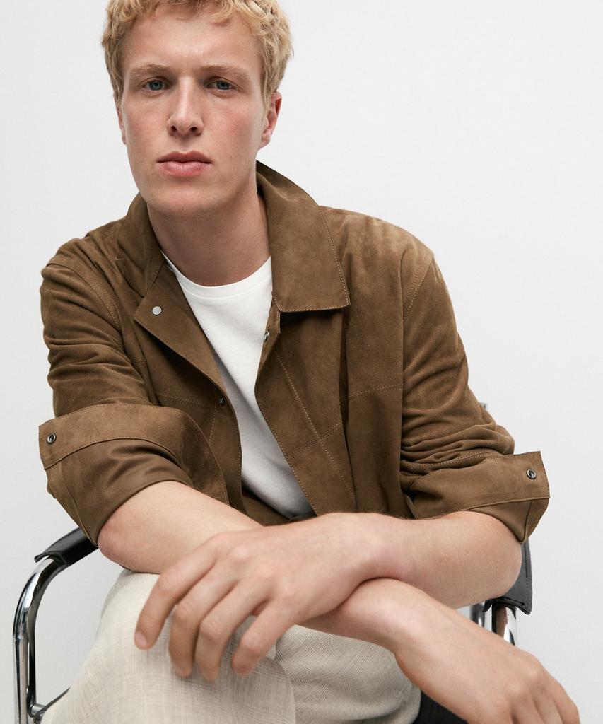 Massimo Dutti Lightweight Suede Leather Overshirt