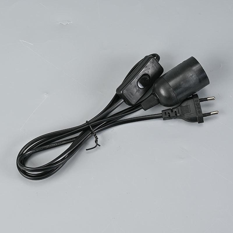 EU-Standard E27 Lampenfassung mit 303 Schalter und zweipoligem Rundstecker-Kabel