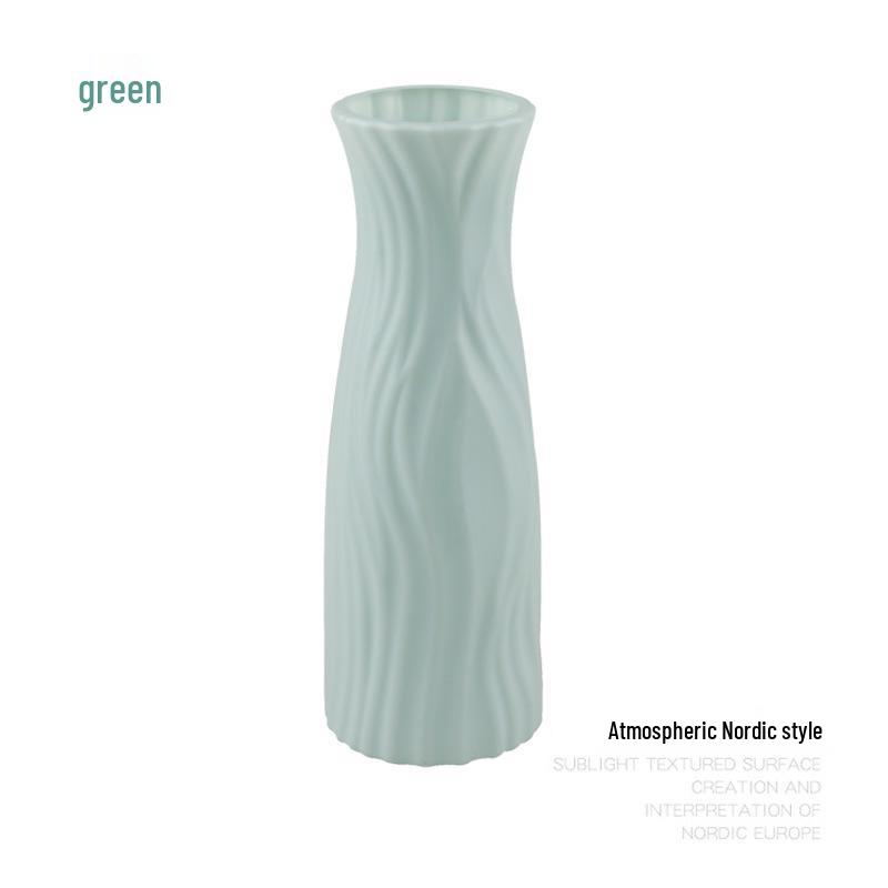 Nordic Style Round Plastic Vase - Fashionable, Simple, Anti-Fall Porcelain Imitation for Home Decoration and Flower Arrangements.