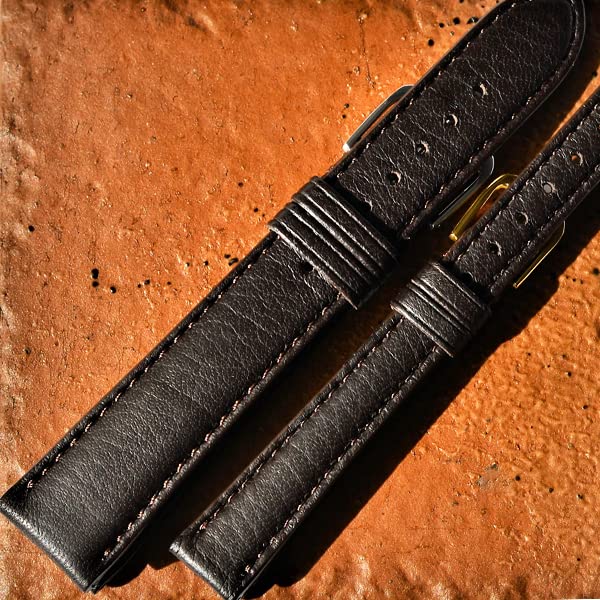 Deer Watch Strap Watch Band Red Deer Leather Replacement In [ROCOTTE] (Black / 19-16mm / Leather) (Made Japan/Genuine Leather)