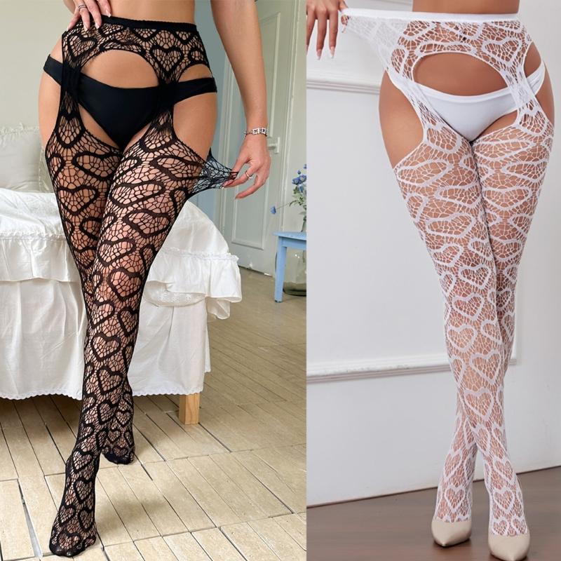 Fishnet Thigh High Stockings High Waist Suspender Tights for Women Garter Belt Pantyhose Tights Fishnets Hosiery Gifts