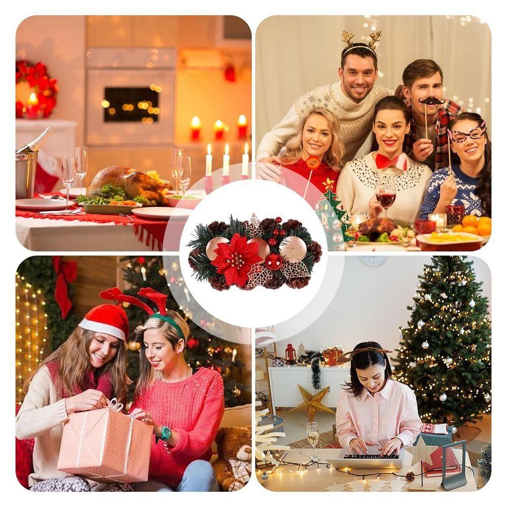 Stable Christmas Wreath Candle Holder Safety Flower Aromatherapy Candlestick  Living Room