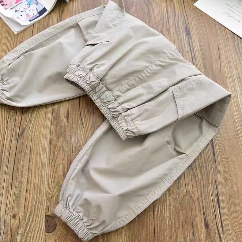 Summer Spring Clothes Kids Cargo Joggers Elastic Ankle Pants Casual Trousers Light Breathable Pants