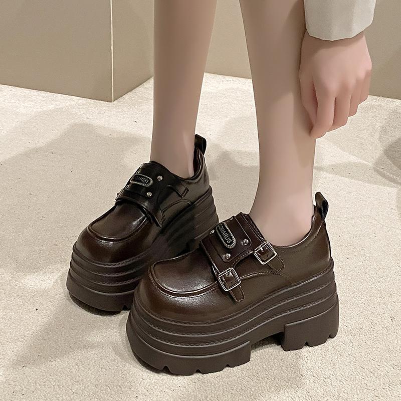 Adidași de piele pentru femei Nou Primăvara 2025 Platformă înaltă cu șireturi Pantofi casual cu talpă groasă Tocuri de 10 cm Pantofi de mers Zapatos Mujer