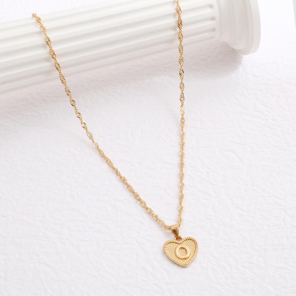 Handmade Love Letter Pendant Necklace - Heart & Water Wave Chain Design