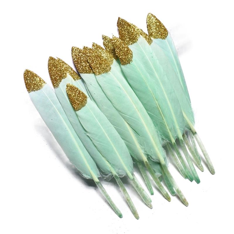 10Pcs/Lot Silver Gold Duck Feathers For Decoration Goose Feather Craft Black White Jewelry Creation Handicraft Accessories Decor